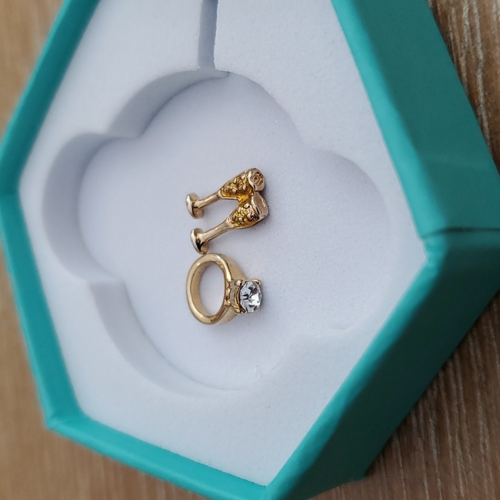 Origami Owl Celebration charms - engagement / Wedding Ring & Champagne